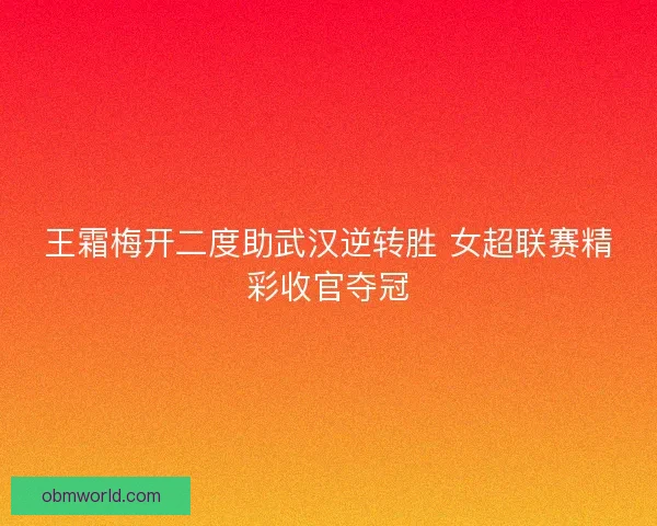 王霜梅开二度助武汉逆转胜 女超联赛精彩收官夺冠